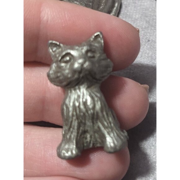 Vintage Miniature Pewter Cat Set (4) - Picture 5 of 7